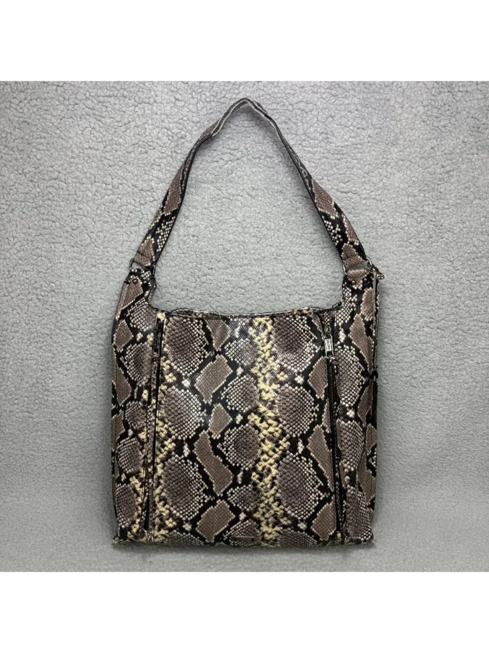 Joes Jeans Bag Large Grey Faux Snake Skin Hobo Shoulder Tote Purse Handbag